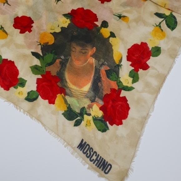 Vintage Rare Moschino Maxi Stole Floral Scarf - Picture 5 of 11